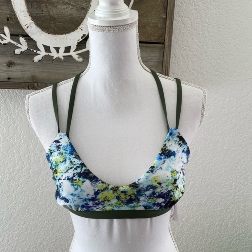 Athleta Hypersonic reversible bikini top‎ green floral size Small NWT